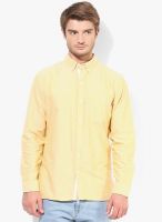 Ucla Yellow Solid Slim Fit Casual Shirt