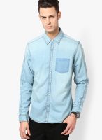 United Colors of Benetton Light Blue Full Sleeve Casual Shirt