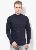 United Colors of Benetton Navy Blue Solid Slim Fit Casual Shirt