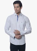 Upper Line Blue Solid Regular Fit Casual Shirt
