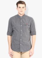 Van Heusen Sport Dark Grey Solid Slim Fit Casual Shirt