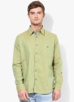 Van Heusen Sport Green Solid Slim Fit Casual Shirt