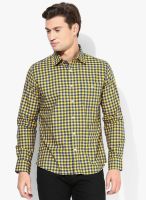 Van Heusen Sport Yellow Checked Slim Fit Casual Shirt