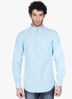 Vintage Blue Solid Slim Fit Casual Shirt