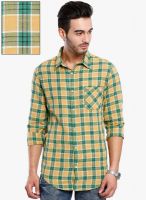 Vintage Golden Checks Slim Fit Casual Shirt
