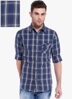 Vintage Navy Blue Slim Fit Casual Shirt