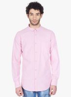 Vintage Pink Solid Slim Fit Casual Shirt