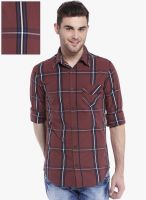 Vintage Red Slim Fit Casual Shirt