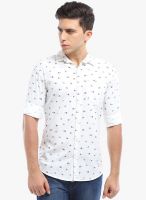Vintage White Printed Slim Fit Casual Shirt