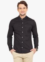 Western Vivid Black Printed Slim Fit Casual Shirt