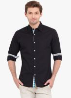 Western Vivid Black Solid Slim Fit Casual Shirt