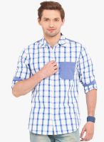 Western Vivid White Checked Slim Fit Casual Shirt