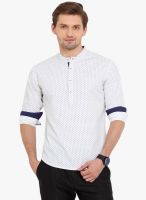 Western Vivid White Printed Slim Fit Casual Shirt