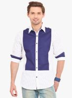 Western Vivid White Printed Slim Fit Casual Shirt