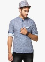 Yepme Blue Printed Slim Fit Casual Shirt