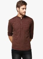 Yepme Brown Slim Fit Casual Shirt