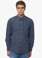 Yepme Navy Blue Solid Slim Fit Casual Shirt