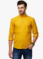Yepme Yellow Solid Slim Fit Casual Shirt