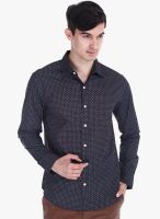 Zobello Black Printed Slim Fit Casual Shirt