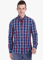 Zobello Red Checked Slim Fit Casual Shirt