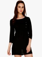 109F Black Colored Solid Bodycon Dress