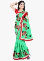 7 Colors Lifestyle Green Embroidered Saree