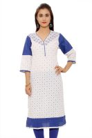 Aakashi Casual Self Design Women's Kurti(Blue)