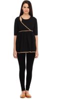 Aana Casual Solid Women's Kurti(Black)