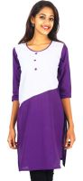 Aashitha Casual Solid Women's Kurti(Purple)