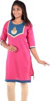 Aashitha Casual Solid Women's Kurti(Pink)