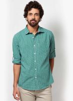 Alessio69 Roll Up Sleeve Green Casual Shirts