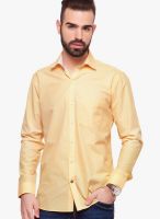 Alley Men Solid Yellow Casual Shirt
