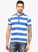 American Crew Blue Striped Henley T-Shirt