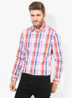 Arrow Sports Pink Checked Slim Fit Casual Shirt