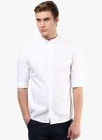 Atorse White Solid Slim Fit Casual Shirt