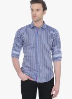 Basics Blue Striped Slim Fit Casual Shirt
