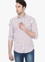 Basics Red Striped Slim Fit Casual Shirt