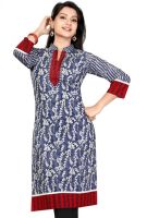 Black Kite & Company Casual Printed Women's Kurti(Blue)
