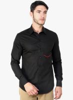 Blackbuk India Black Solid Slim Fit Casual Shirt