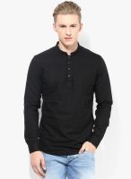 British Club Black Solid Slim Fit Casual Shirt
