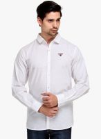 Canary London White Solid Slim Fit Casual Shirt