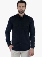 Cobb Black Solid Slim Fit Casual Shirt