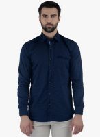 Cobb Blue Printed Slim Fit Casual Shirt