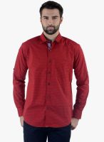 Cobb Red Printed Slim Fit Casual Shirt