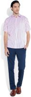 ColorPlus Men's Striped Casual Red Shirt