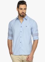 DERBY JEANS COMMUNITY Blue Solid Slim Fit Casual Shirt