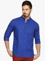 DERBY JEANS COMMUNITY Blue Solid Slim Fit Casual Shirt