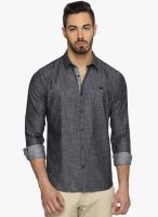 DERBY JEANS COMMUNITY Grey Solid Slim Fit Casual Shirt