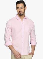 DERBY JEANS COMMUNITY Pink Solid Slim Fit Casual Shirt