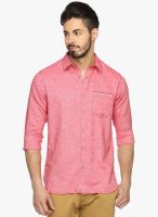 DERBY JEANS COMMUNITY Pink Solid Slim Fit Casual Shirt